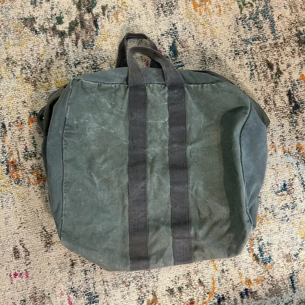 Vtg Distressed USAF Military Kit Bag Aviator Pilot Flyer Cotton Canvas Duffle
